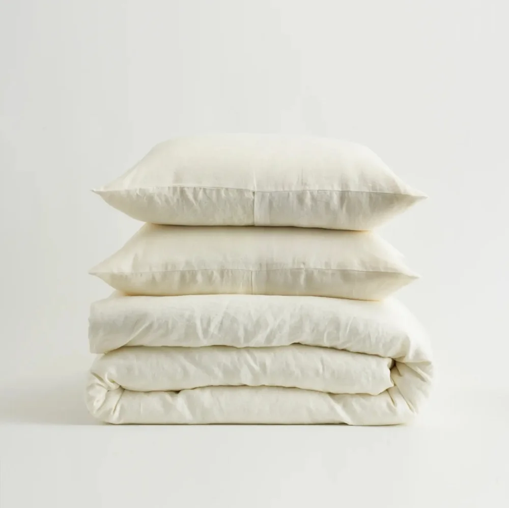 Quince European Linen Ivory Duvet Cover & 2 Sham! King/ Cal King! (767)